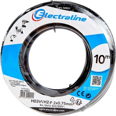 Câble Electraline noir 10m H03VVH2-F Modèle - Publicité Câble Electraline noir 10m H03VVH2-F Modèle - Publicité