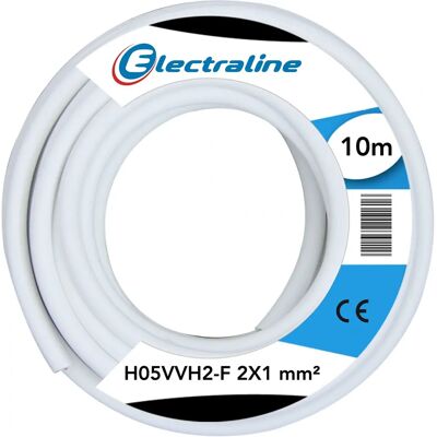 ELECTRALINE Copper Cable - 2x1mm, 10m, White - Electrical Cable ELECTRALINE Copper Cable - 2x1mm, 10m, White - Electrical Cable