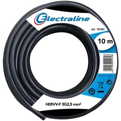 Electraline Schwarzes 10m Innenelektrikalkabel - H05VV-F 3G2,5mmq Electraline Schwarzes 10m Innenelektrikalkabel - H05VV-F 3G2,5mmq