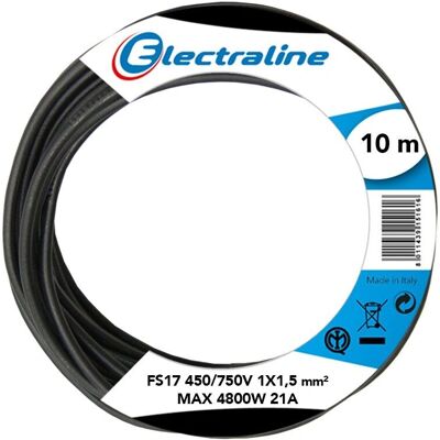 Electraline 13071 Cabo Unipolar - 1,5mm², 10m, Preto - Cabo Elétrico Electraline 13071 Cabo Unipolar - 1,5mm², 10m, Preto - Cabo Elétrico