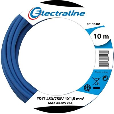 ELECTRALINE 13091 Cabo unipolar 1,5mm² 10m - Cabo elétrico ELECTRALINE 13091 Cabo unipolar 1,5mm² 10m - Cabo elétrico