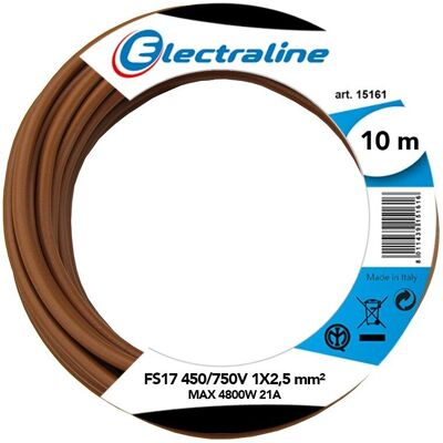 ELECTRALINE 13151 Kabel Jednoprzewodowy - 1 x 2,5mm² - Brązowy - 10m - Kabel elektryczny ELECTRALINE 13151 Kabel Jednoprzewodowy - 1 x 2,5mm² - Brązowy - 10m - Kabel elektryczny