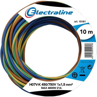 Electraline Modello 25139 - Cavo unipolare e triplo 1,5mm, 10m Electraline Modello 25139 - Cavo unipolare e triplo 1,5mm, 10m