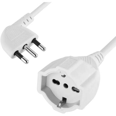 Cable de extensión Electraline 461 - Blanco - 3m, 16A, Schuko y bipasso Cable de extensión Electraline 461 - Blanco - 3m, 16A, Schuko y bipasso