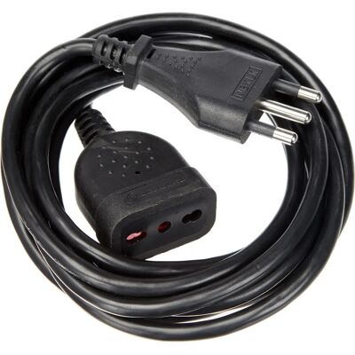 Electraline 3m Verlengsnoer - Bivalente Stekker & Socket - 16A - Zwart Electraline 3m Verlengsnoer - Bivalente Stekker & Socket - 16A - Zwart