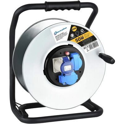 ELECTRALINE - Metal Cable Reel 50M - 2 Schuko + 1 IEC - Professional ELECTRALINE - Metal Cable Reel 50M - 2 Schuko + 1 IEC - Professional