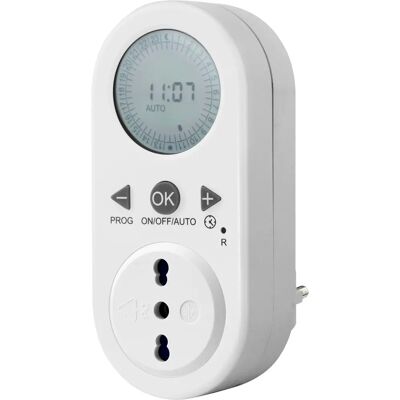 ELECTRALINE Cyfrowy Timer Gniazdo - Dzienny - Max 3500W - Wtyczka 10/16A ELECTRALINE Cyfrowy Timer Gniazdo - Dzienny - Max 3500W - Wtyczka 10/16A