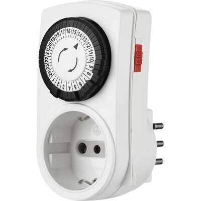 Electraline 58114 Mechaniczny Timer - Codzienny Program, Schuko & Włoska Wtyczka Electraline 58114 Mechaniczny Timer - Codzienny Program, Schuko & Włoska Wtyczka