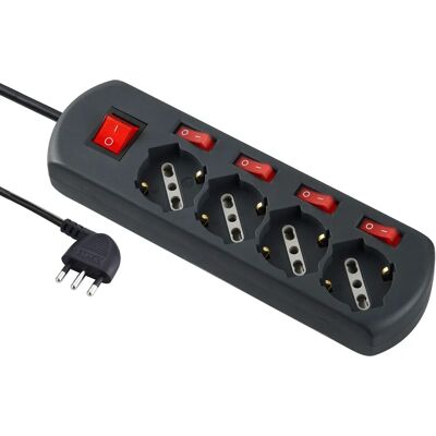 Electraline 61912 Listwa zasilająca - 4 Gniazda, 4 Przełączniki Electraline 61912 Listwa zasilająca - 4 Gniazda, 4 Przełączniki