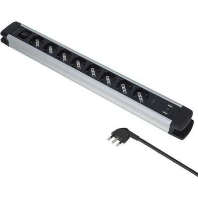 Electraline P40 przedłużacz - Aluminium, 8 gniazdek, 2 USB-A, USB-C 20W Electraline P40 przedłużacz - Aluminium, 8 gniazdek, 2 USB-A, USB-C 20W