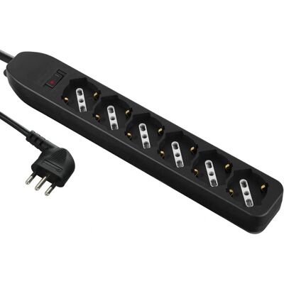 ELECTRALINE Listwa zasilająca 6 Gniazdka Wtyczka Mała 10A - Czarna ELECTRALINE Listwa zasilająca 6 Gniazdka Wtyczka Mała 10A - Czarna