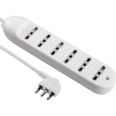 Multiprise Electraline avec 6 Prises - Blanc Multiprise Electraline avec 6 Prises - Blanc