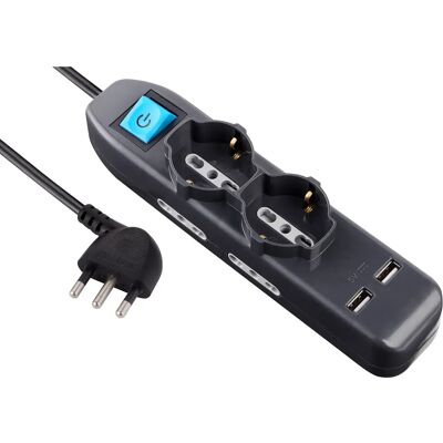 ELECTRALINE 62095 Regleta 6 Tomas USB 1,5m Negra ELECTRALINE 62095 Regleta 6 Tomas USB 1,5m Negra