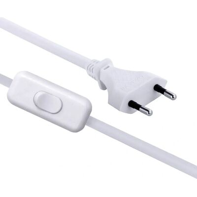 Electraline Wit 1,5m Kabel met Schakelaar & Stekker - Elektrisch Kabel Electraline Wit 1,5m Kabel met Schakelaar & Stekker - Elektrisch Kabel