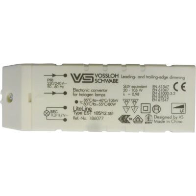 Electraline 105W Electronic Transformer - Transformador electrónico 240/12V Electraline 105W Electronic Transformer - Transformador electrónico 240/12V