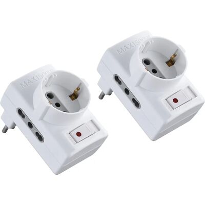 ELECTRALINE 92208 Oszczędzający miejsce zestaw zasilaczy - 2 Bivalente Gniazdka, Włącznik ELECTRALINE 92208 Oszczędzający miejsce zestaw zasilaczy - 2 Bivalente Gniazdka, Włącznik