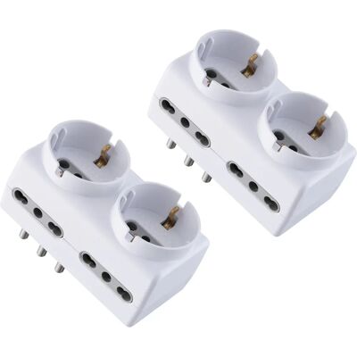 Electraline 92299 Zestaw 2 adapterów wielozłączkowych - 6 gniazdek, 2 Schuko, 4 uniwersalne, 1500W Electraline 92299 Zestaw 2 adapterów wielozłączkowych - 6 gniazdek, 2 Schuko, 4 uniwersalne, 1500W
