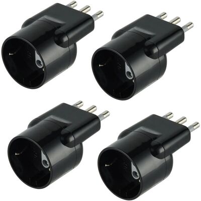 ELECTRALINE 92378 Zestaw 4 Specjalnych Kątowych Adapterów Oszczędzających Miejsce - Ze Schuko na Małą Włoską Wtyczkę, 16A ELECTRALINE 92378 Zestaw 4 Specjalnych Kątowych Adapterów Oszczędzających Miejsce - Ze Schuko na Małą Włoską Wtyczkę, 16A