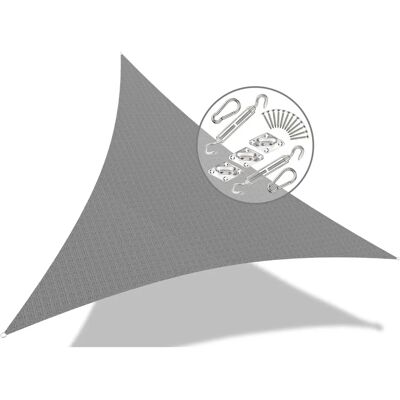 VOUNOT Grey Sun Shade Sail 3.6x3.6x3.6M Triangle with Fixing Kits VOUNOT Grey Sun Shade Sail 3.6x3.6x3.6M Triangle with Fixing Kits