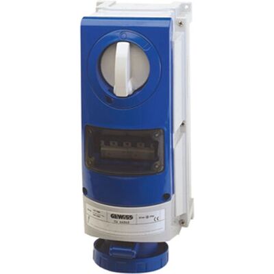 Prise électrique Gewiss GW66827 Bleue - 2P+T, IP66, 16A - Publicité Prise électrique Gewiss GW66827 Bleue - 2P+T, IP66, 16A - Publicité