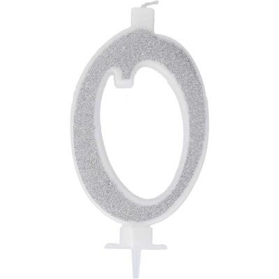 Graziano - Candelina Compleanno 0 - 0 - Glitter Argenté - Candle Graziano - Candelina Compleanno 0 - 0 - Glitter Argenté - Candle