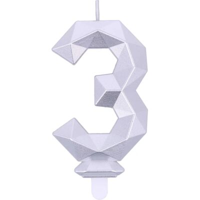 Graziano - Candelina 3 - Diamant Zilver - 7,5 cm - Candle Graziano - Candelina 3 - Diamant Zilver - 7,5 cm - Candle