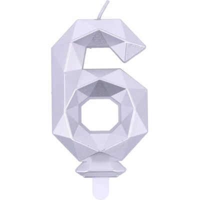 Graziano Candelina Compleanno Numero 6 - Argent - H7,5cm - Birthday Candle Graziano Candelina Compleanno Numero 6 - Argent - H7,5cm - Birthday Candle