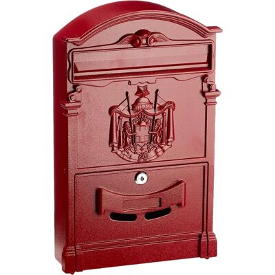 Casella Postale in Alluminio Rosso HOMEGARDEN - Design Classico per Pareti Stretti Casella Postale in Alluminio Rosso HOMEGARDEN - Design Classico per Pareti Stretti