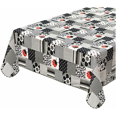 Emmevi - Coccinella Bordata Cotone Plastificato - 135x135 - Nero - Tablecloth Emmevi - Coccinella Bordata Cotone Plastificato - 135x135 - Nero - Tablecloth