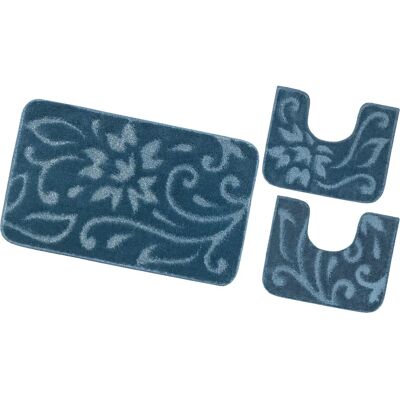 Emmevi Modello - Set di tappetini da bagno blu - Assorbenti, Antiscivolo Emmevi Modello - Set di tappetini da bagno blu - Assorbenti, Antiscivolo