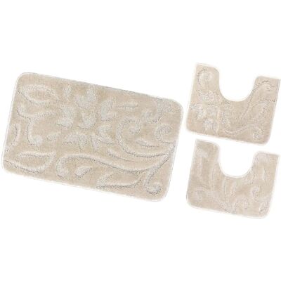 Set di 3 Tappeti Bagno Beige - Tappeti Bagno Set di 3 Tappeti Bagno Beige - Tappeti Bagno