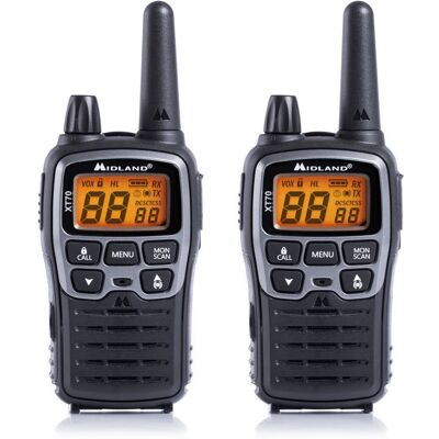 Radio bip Midland XT70 - 24 canali, portata 12 km - Nero, Grigio Radio bip Midland XT70 - 24 canali, portata 12 km - Nero, Grigio