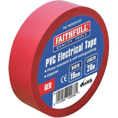 Ruban électrique PVC rouge Faithfull - 19mm x 20m - Ruban électrique - Publicité Ruban électrique PVC rouge Faithfull - 19mm x 20m - Ruban électrique - Publicité