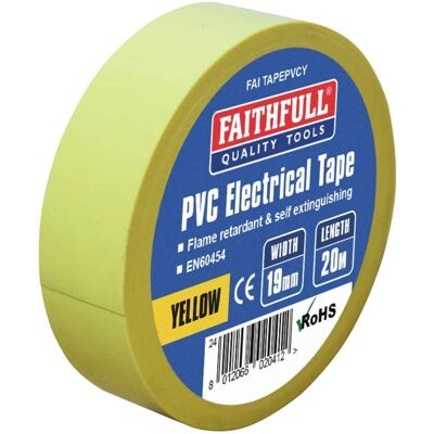 Ruban électrique PVC jaune Faithfull - 19mm x 20m - Publicité Ruban électrique PVC jaune Faithfull - 19mm x 20m - Publicité