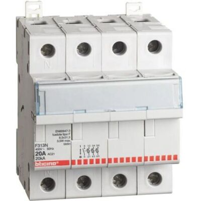 Support fusible Bticino 3P+T - 20A, 4 modules, IP20 - Publicité Support fusible Bticino 3P+T - 20A, 4 modules, IP20 - Publicité