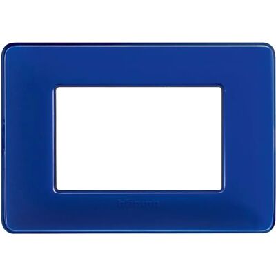 Plaque BTicino Matix Cobalt 3 Modules - Publicité Plaque BTicino Matix Cobalt 3 Modules - Publicité