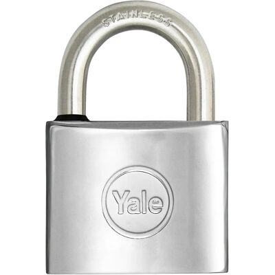 Yale Chrome Marine Padlock - Brass, 50mm, Stainless Steel Shackle Yale Chrome Marine Padlock - Brass, 50mm, Stainless Steel Shackle