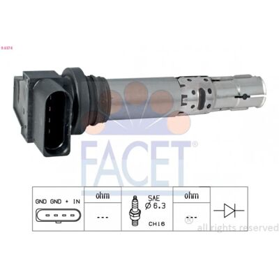 FACET Bobina d'accensione 9.6374 - Parte di controllo motore FACET Bobina d'accensione 9.6374 - Parte di controllo motore