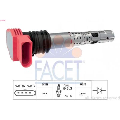 FACET 9.6336 Bobina d'accensione - Rosso per Serie Audi FACET 9.6336 Bobina d'accensione - Rosso per Serie Audi