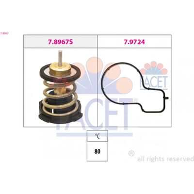 Termostato de água FACET 7.8967 - Compatível com veículos Termostato de água FACET 7.8967 - Compatível com veículos