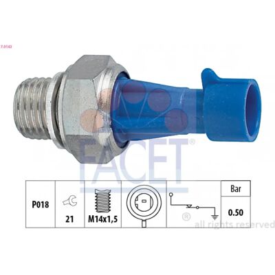 FACET Δύστροφος πίεσης λαδιού - Πίεση 0,50 bar M14x1.5 - 21mm FACET Δύστροφος πίεσης λαδιού - Πίεση 0,50 bar M14x1.5 - 21mm