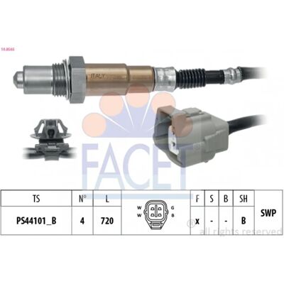 Sensor de oxigênio FACET 10.8565 - Aquecido, Plano, Rosca pré-lubrificada - Tipo 4 Sensor de oxigênio FACET 10.8565 - Aquecido, Plano, Rosca pré-lubrificada - Tipo 4