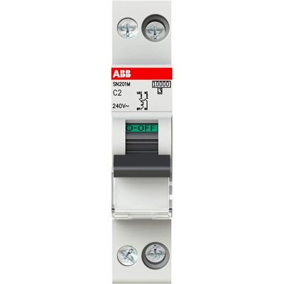 ABB SN201 M-C2 2-poliger Schutzschalter - Typ C, 2A, DIN-Montage ABB SN201 M-C2 2-poliger Schutzschalter - Typ C, 2A, DIN-Montage