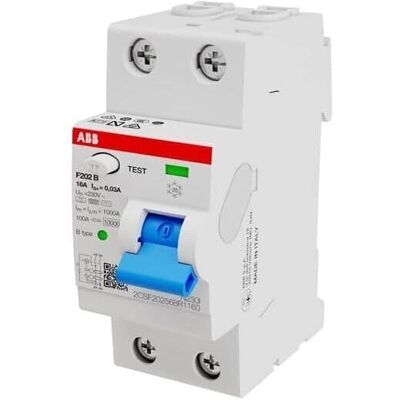 ABB F202B-1603 - Interruptor diferencial - 16A, 30mA, 2 polos ABB F202B-1603 - Interruptor diferencial - 16A, 30mA, 2 polos