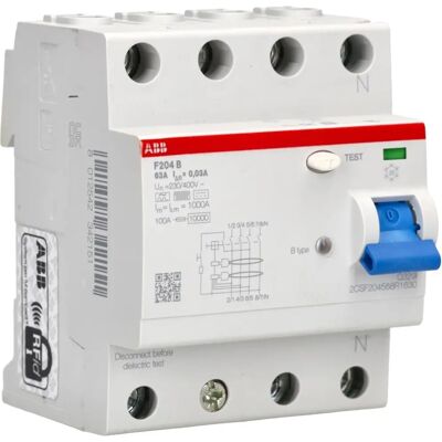 ABB F204B-63/0,03-4TE - Residual Current Device - 4P, 63A, 30mA ABB F204B-63/0,03-4TE - Residual Current Device - 4P, 63A, 30mA