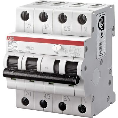 Disjoncteur différentiel ABB - 4 modules, 16A, 30mA, 6kA, Type C - Publicité Disjoncteur différentiel ABB - 4 modules, 16A, 30mA, 6kA, Type C - Publicité