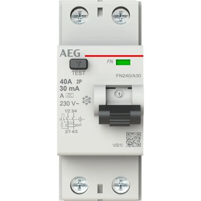 AEG FN240/A30 - 2P - Type A - 40A - disjoncteur différentiel - Publicité AEG FN240/A30 - 2P - Type A - 40A - disjoncteur différentiel - Publicité