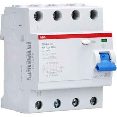 ABB F204A-40/0,03L - Interruptor diferencial 4P 400V 40A IP2X ABB F204A-40/0,03L - Interruptor diferencial 4P 400V 40A IP2X