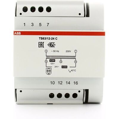Transformateur modulaire ABB 63VA 12-24V - 4 modules - Publicité Transformateur modulaire ABB 63VA 12-24V - 4 modules - Publicité