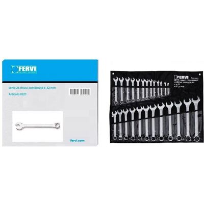 Set di 25 chiavi combinate cromate FERVI - 6-32mm Set di 25 chiavi combinate cromate FERVI - 6-32mm